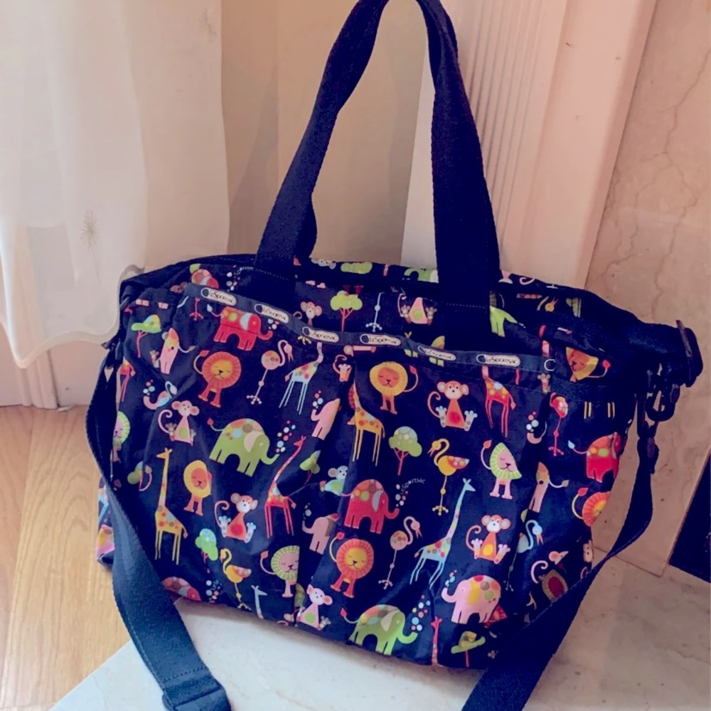 Lesportsac nylon diaper bag animal print